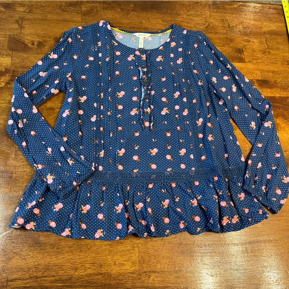 Matilda Jane Brilliant Daydream Dream a Little Dream navy floral top size Large